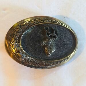Vintage Brass Deer Rain Tree belt buckle some wear